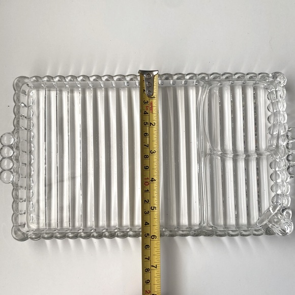 Hazel Atlas Snack Sip Smoke Tray Mini Charcuterie Clear Glass Platter Plate - Picture 5 of 6